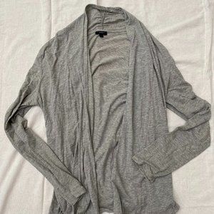 Talbots Grey Long Sleeve Silver Lining Open Cardigan